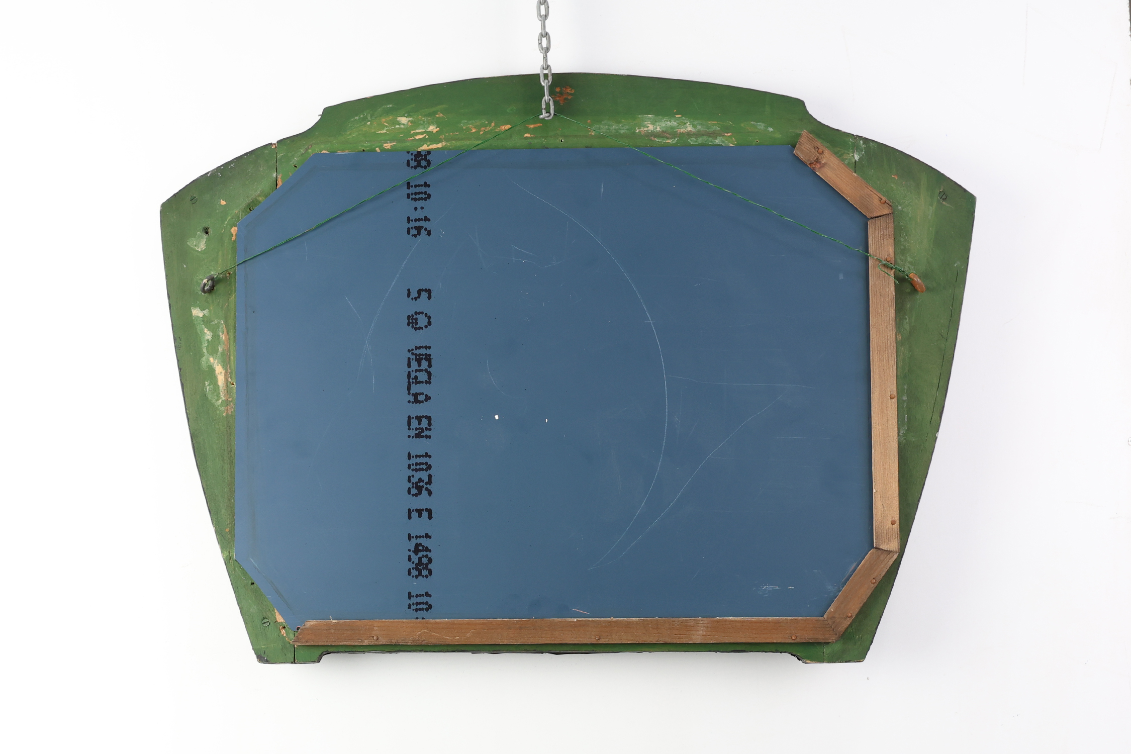 Arts & Crafts Mirror in green metal with glass decoration, France ca. 1905 thumbnail